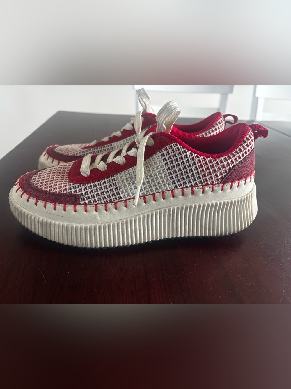 Women’s Red and White Platform Sneakers